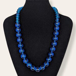 V. Blue Graduated Acrylic Bead Necklace